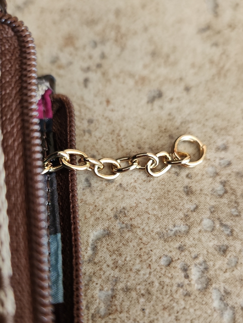 Coach Brown/Tan Signature Card Wallet with Gold Coach Charm - Picture 8 of 8